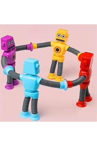 MİNGODAN 1 Adet Eğlenceli Vantuzlu Yapışan Esnek Robot Oyuncak Vakumlu Eller Dayanıklı Plastik Sarı