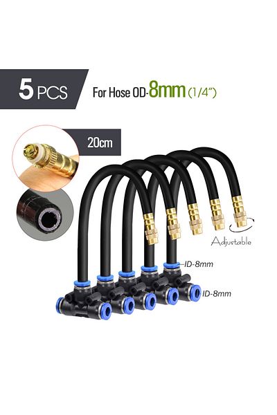 Choice Od-8mm 20cm Free-bend Misting Nozzles With Tee Adjustable Brass Atomization Sprayer Garden Irrigatio