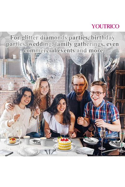 Youtrico Disposable Tableware 50pieces23cm/18cm Ideal For 25 People Wedding Plating/birthday Party Table