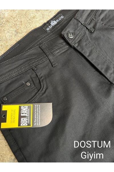 DostumGiyim Μαύρη κλασική εφαρμογή ψηλόμεσο κανονικό πόδι Άνετο ανδρικό τζιν παντελόνι μεγάλου μεγέθους