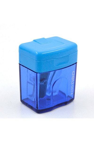 Deli Deli Manual Pencil Sharpener with Lid, Pencil Sharpener Handheld, 2 Holes for Standard and Jumbo Pen