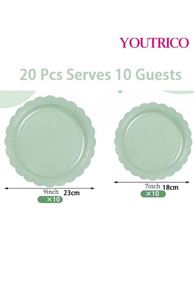 Youtrico Disposable Tableware 20 Pieces 23/18cm Ideal For 10 People-wedding Plating/birthday Party