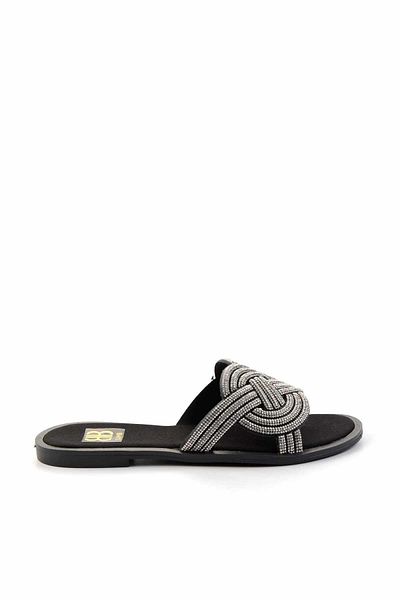 Bambi Matte Black Lame Women's Slippers K04379011538