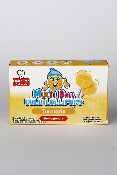 Multiball Cold ( Zerdeçal / Nar Kabuğu) Şekersiz / Sugar Free Lolipop 12 Ad
