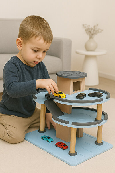 hedefixtoys Ahşap Otopark Garaj Seti