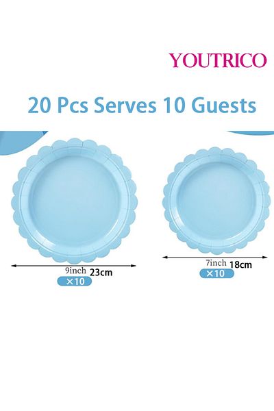 Youtrico Disposable Tableware 20 Pieces 23/18cm Ideal For 10 People-wedding Plating/birthday Party
