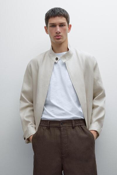 Massimo Dutti Hafif %100 keten bermuda şort