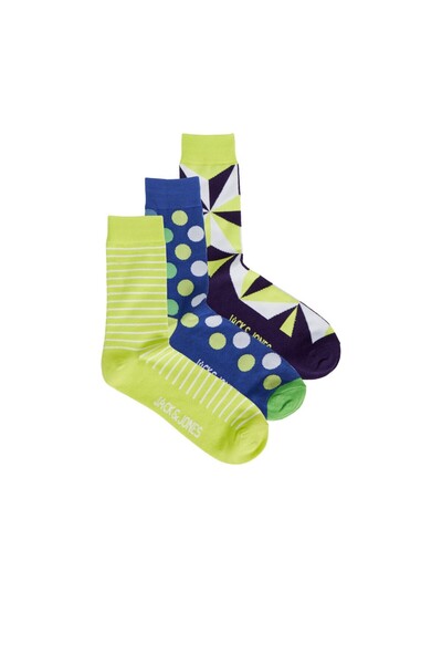 Jack & Jones Jack&Jones Чорапи за мъже, 3 чифта - геометричен мотив, неонови цветове, минималистични, за всеки ден