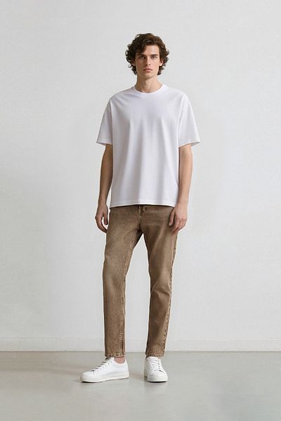 DeFacto 100% βαμβάκι 90's Slim Fit Skinny Fit Κανονική μέση στενό πόδι πλυμένο τζιν παντελόνι D8758ax24au