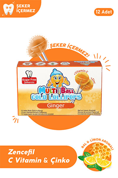 Multiball Cold ( Ballı /zencefil ) Lolipop 12 Adet