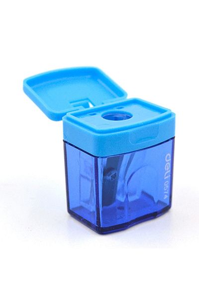 Deli Deli Manual Pencil Sharpener with Lid, Pencil Sharpener Handheld, 2 Holes for Standard and Jumbo Pen