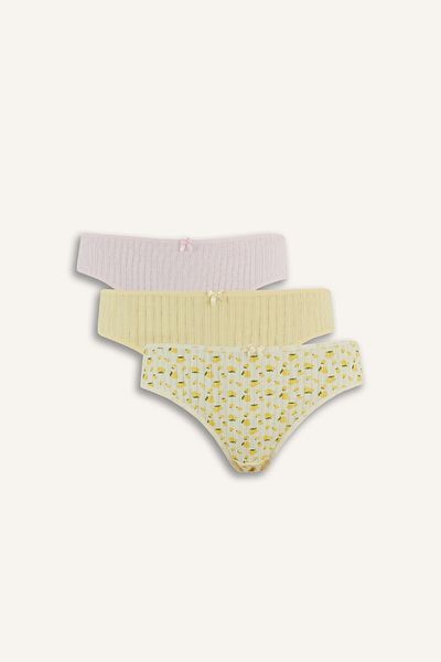 DeFacto Patterned 3-Piece Slip Panties-Fall in Love E7574Ax25Sp