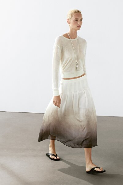 Massimo Dutti Gradient print midi skirt