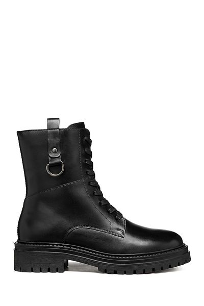 Geox Women's Black Iridea Lace-Up Leather Boots D46Hrb00043C9999