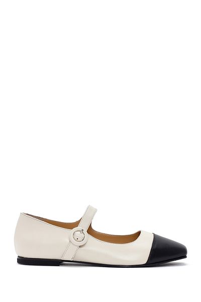 Derimod Cream Leather Ballerinas - Women's, Banded, 24sfd 181918