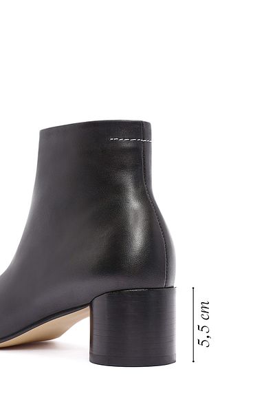 Derimod Women's Black Zippered Thick Heeled Leather Boots 24Wfd 142218