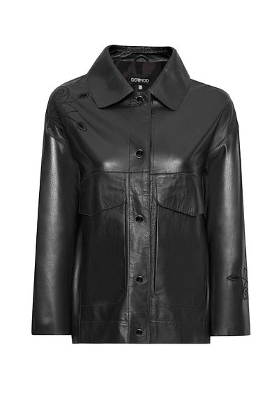 Derimod Jennifer Women's Black Leather Jacket 24Wgd5228U7