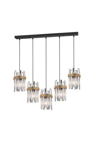 Apliqa Lustra Cristal HubRom, APATIT 3944-05S-BL 80x80 cm 5xE27-60W Negru /Antiq