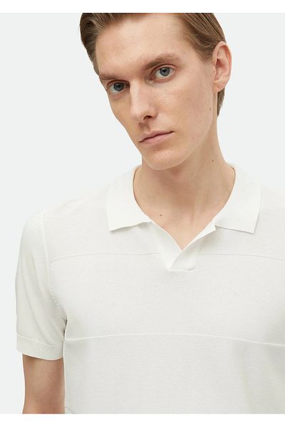 Ramsey Ecru Polo Neck Jacquard Knitwear