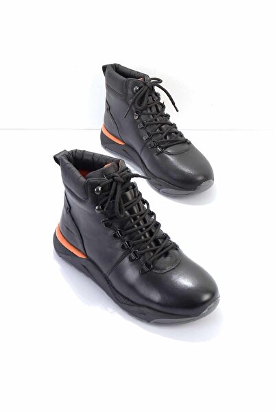 Bambi Siyah Hakiki Deri Erkek Bot & Bootie E02398012703