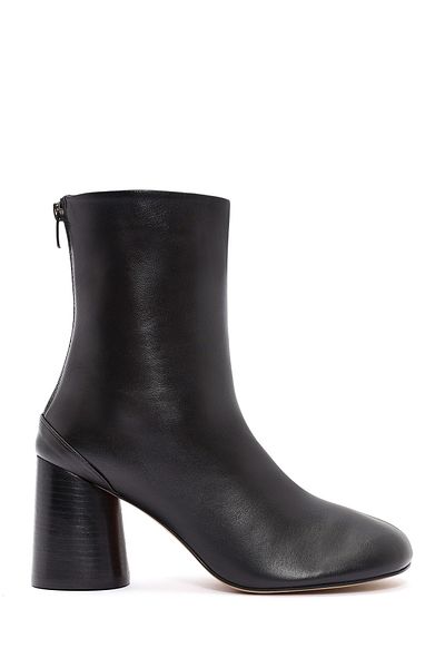 Derimod Women's Black Zippered Thick Heeled Leather Boots 24Wfd 142118