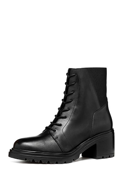 Geox Black Damiana Zippered Leather Boots - Thick Heeled D46Qcc043Nhc9999