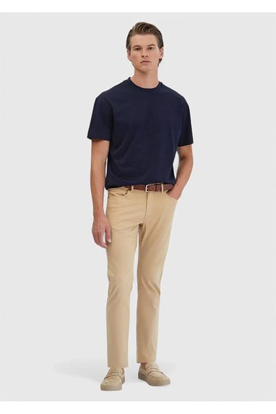 Ramsey Μπλουζάκι Navy Blue Plain Crew Neck 100% βαμβακερό