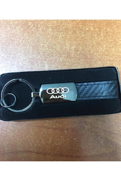 Gülay AVM Audi Logo Printed Metal Leather Boxed Keychain Byp-1596