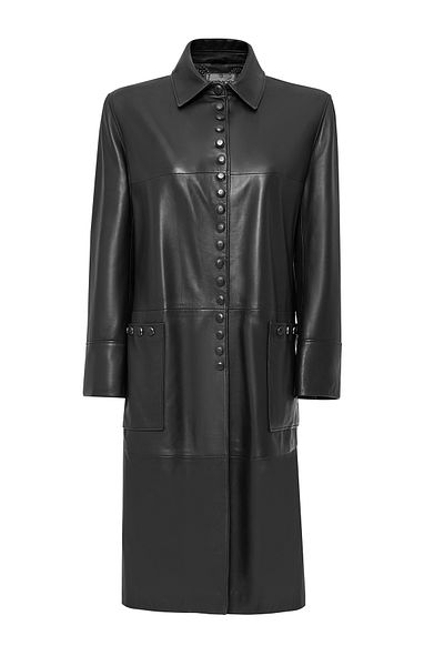 Derimod Stella Women's Black Regular Leather Trench Coat 24Wgd5253U7