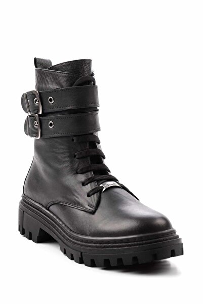 Bambi Siyah Leather Kadın Bot & Bootie K02178001303