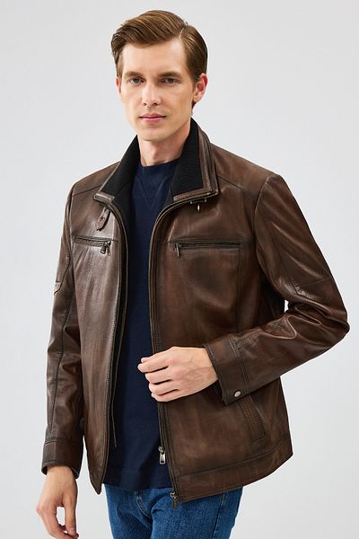 Derimod Mateo Men's Brown Leather Jacket 24Wge6535Nc