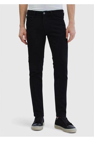 Ramsey Schwarze Slim Fit-Hose aus Denim-Baumwollmischung