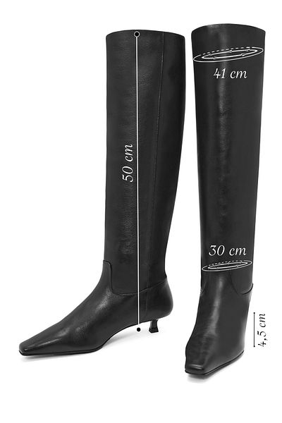 Derimod Women's Black Thin Short Heel Leather Boots 24Wfd 142418