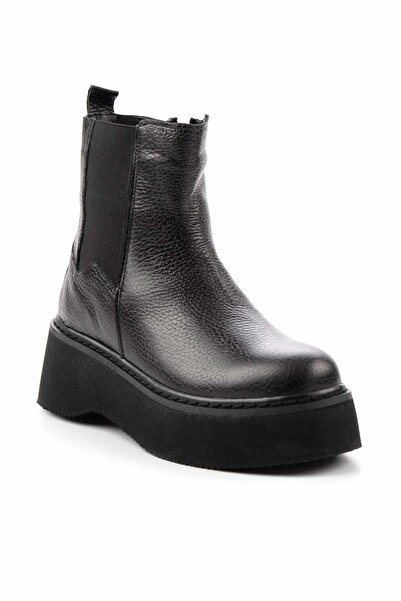 Bambi Siyah Hakiki Deri Kadın Bot & Bootie K02358185003