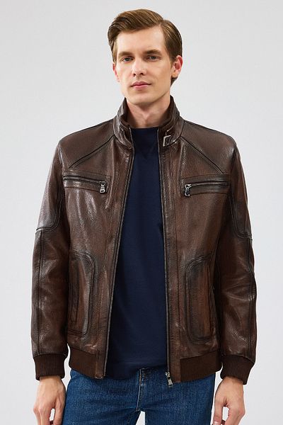 Derimod Felix Men's Brown Leather Jacket 24Wgd6529Mw