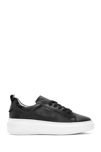 Derimod Women's Black Lace-Up Leather Sneaker 25Sfd 370118