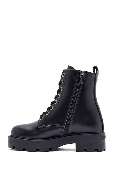 Harley Davidson Women's Black Carrie Lace up Zipper Detailed Leather Boots 026Z 100057