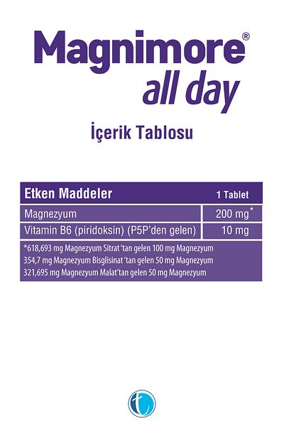 Magnimore All Day Magnesium 60 Tablets Citrate Malate Bisglycinate Vitamin B6 P5P