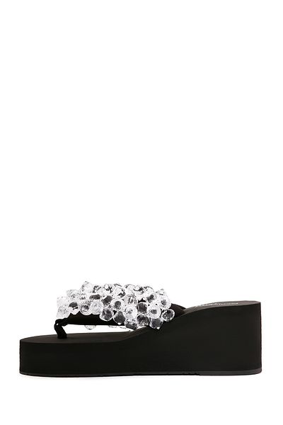 Derimod Papuci cu toc pentru femei Black Jelly Wedge - 24SFE492714