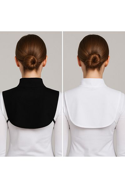 vesantia 2-Piece Viscose Half Turtleneck Black White Neck Collar