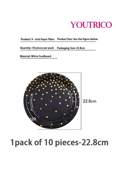 Youtrico Disposable Tableware 10 Pieces-22.8cm Ideal For Wedding Plating/birthday Party Table Decoration