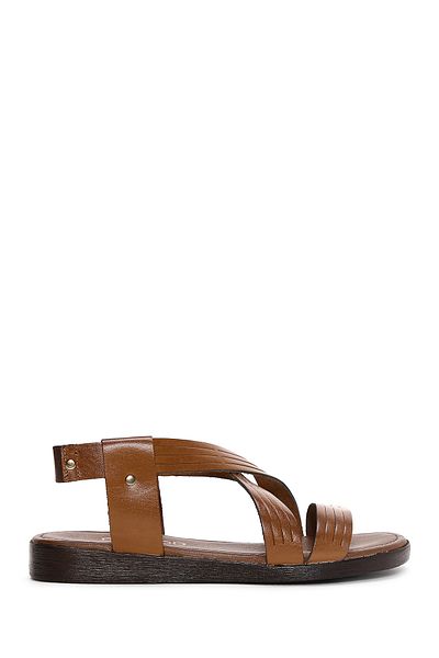 Derimod Women's Tan Genuine Leather Bodrum Sandals 25Sfd331118