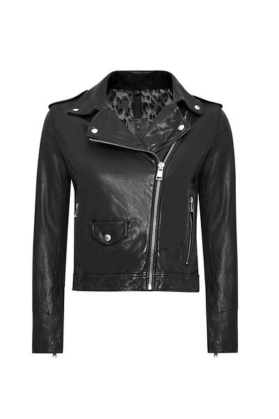 Derimod Blondy Women's Black Double Breasted Lapel Leather Jacket 24Wgd5268Ve