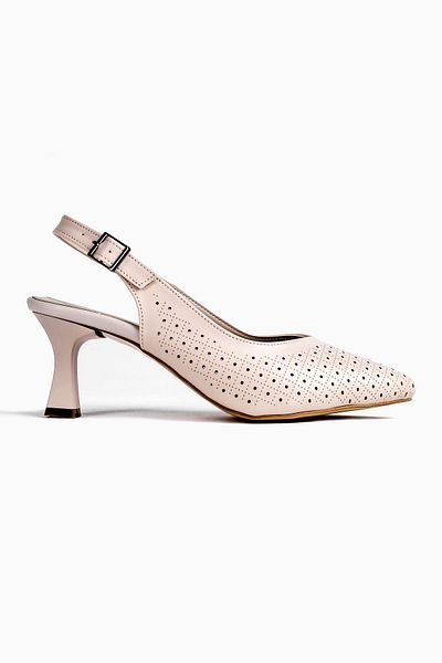 Lal Shoes & Bags Pantofi cu toc pentru femei Petunya, cu gaură deschisă la spate, cremă