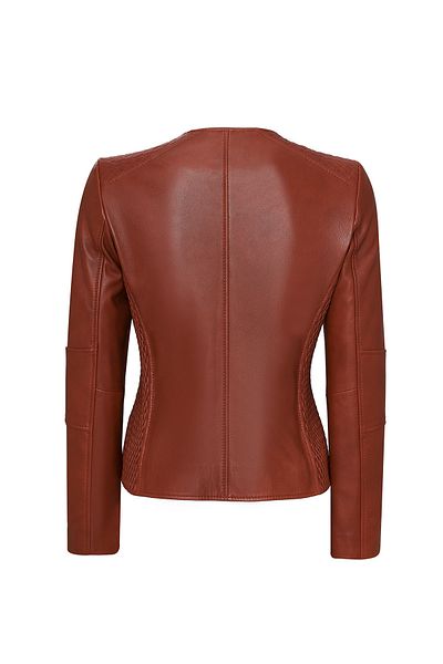 Derimod Irina Women's Tan Judge Collar Leather Jacket 24Wge5225R3