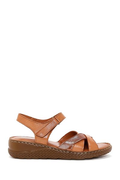 Derimod Women's Tan Ankle Strap Genuine Leather Comfort Sandals 25Sfd320618