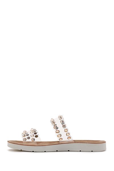 Derimod Women's Pink Transparent Stone Slippers 25Sfe4600Pv