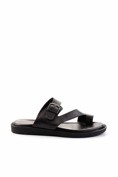 Bambi Black Napa Genuine Leather Men's Slippers E04433001543