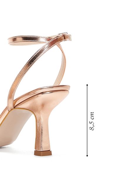 Derimod Women's Gold Ankle Buckle Stone Thin Heeled Sandals 25Sfe3901Ts