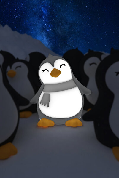 DHINK Siyah Beyaz Penguen Silikon Gece Lambası